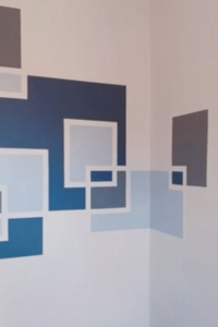 peindre des motifs géométriques sur un mur rectangles et carrés